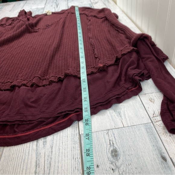 Free People We the Free Women’s Laguna Thermal Waffle Knit Tunic Wine Sz XS - Picture 9 of 10